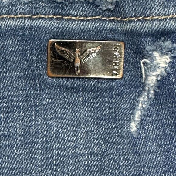 7th Heaven London Men's Medium Wash Distressed Denim Jeans Size 30x33 Button Fly - Picture 12 of 14